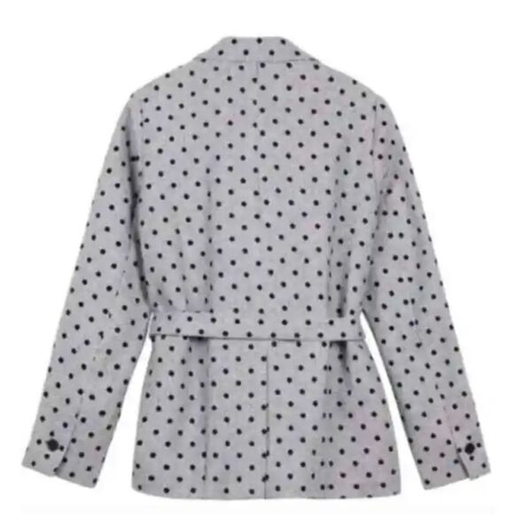 FRNCH PARIS Laela Polka Dot Belted Jacket Woven Wool Blend Blazer - Picture 2 of 7